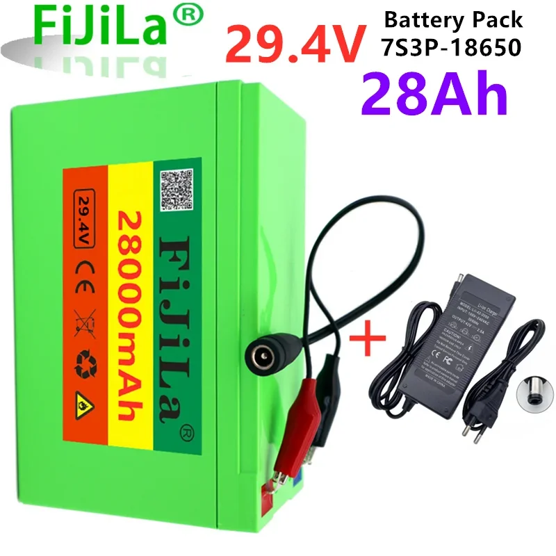 

100% New 7S3P 18650 Li-ion Battery Pack 29.4V 28000mAh Electric Bicycle Moped /Electric/Lithium Ion Battery Pack+ 2A Charger