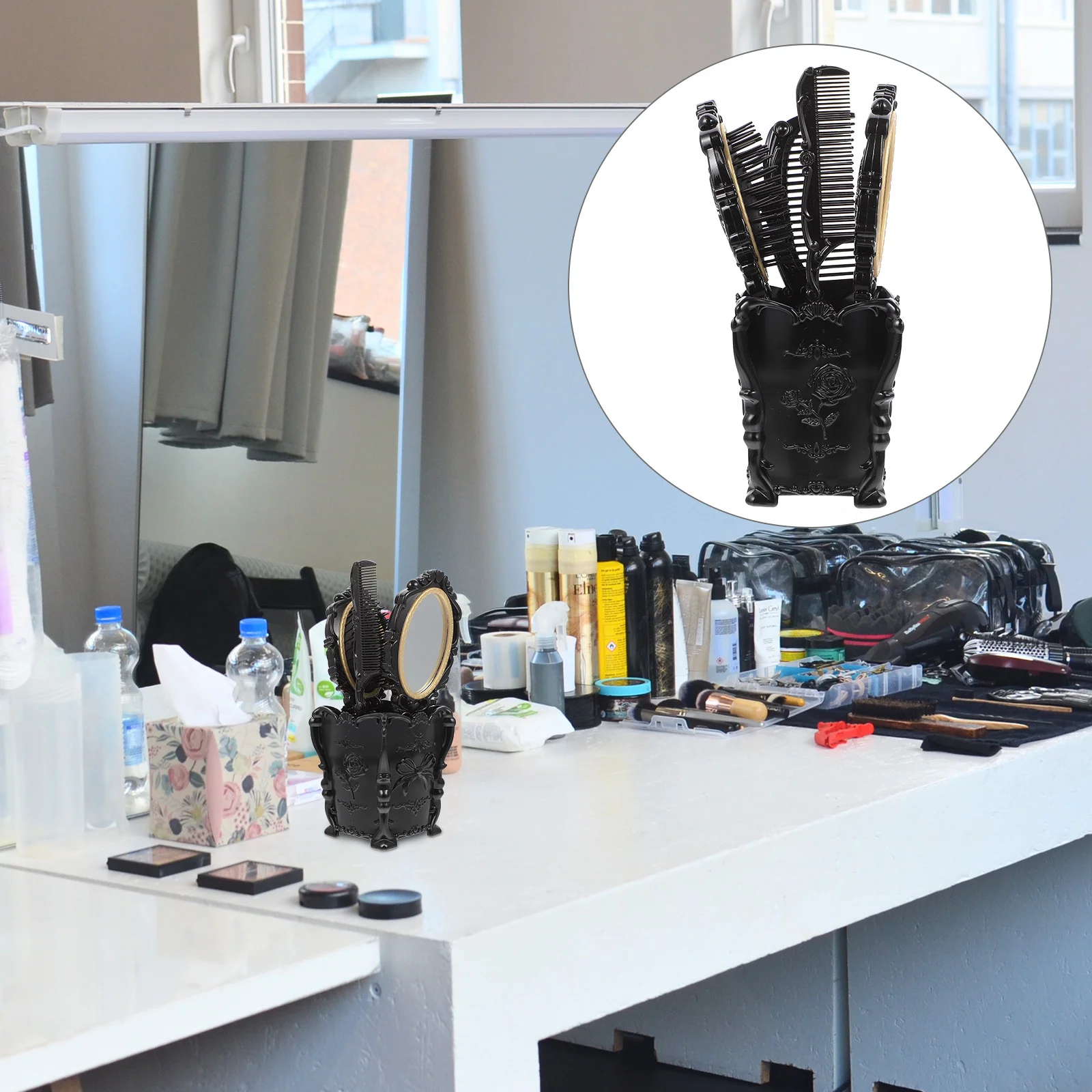 1 مجموعة مكافحة ساكنة وسادة هوائية مشط مرآة مجموعة وفك تشابك فروة الرأس تدليك فرشاة للصالون والاستخدام المنزلي الرطب الجاف العناية بالشعر تصفيف الشعر #2