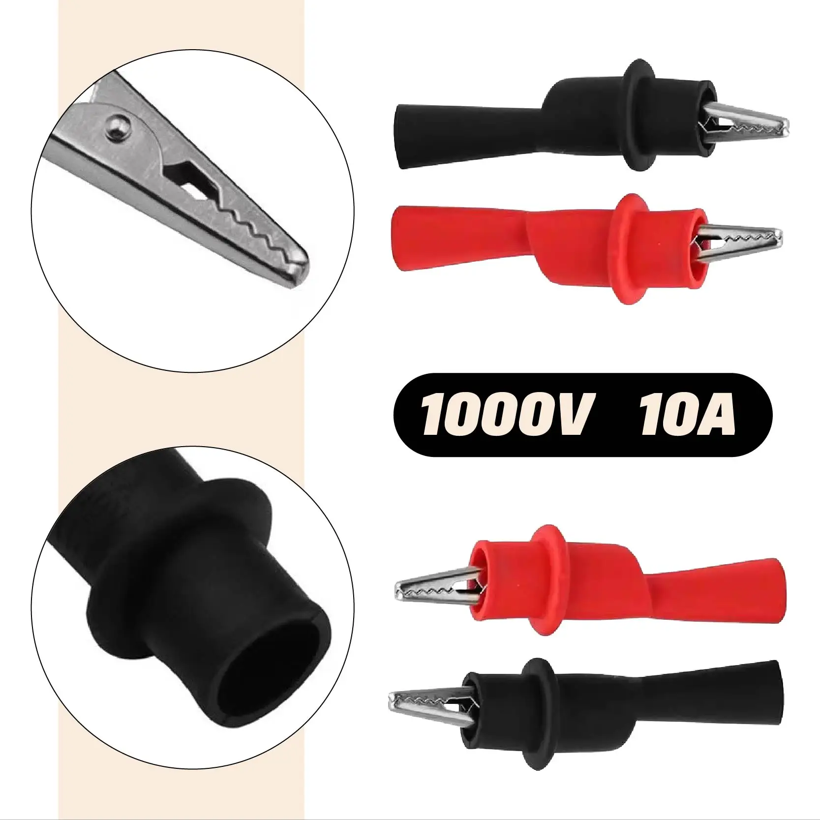 Multimeter Test Leads Alligator Crocodile Test Clips 10A 1000V Electrical Clip Alligator Clips for Testing Probe Meter