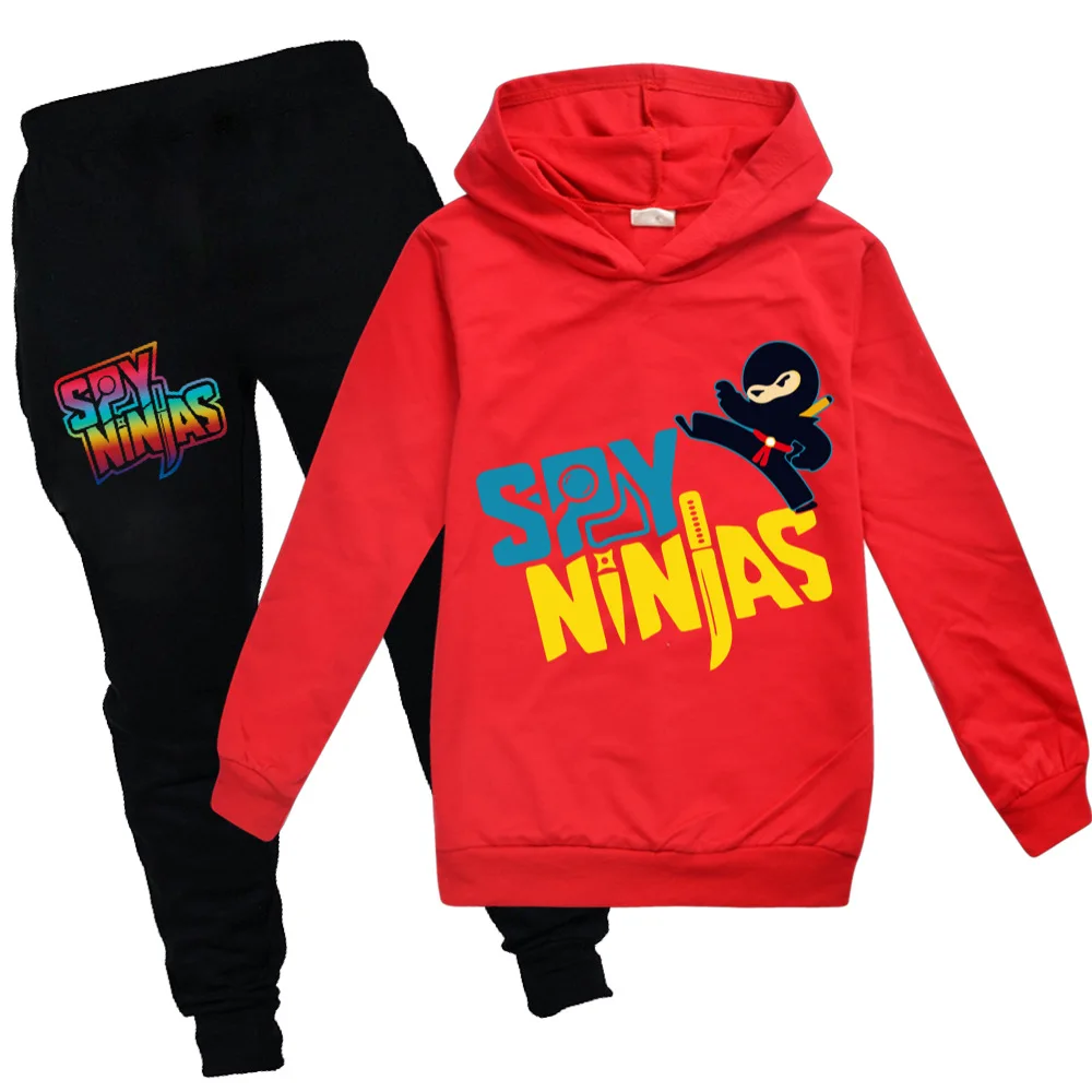 New Kids Spring Autumn Hoodie Sweatshirt +Trousers 2pcs Suit Baby Girl Clothing Sets Boys Sportsuits Cartoon SPY NINJAS Sportswe