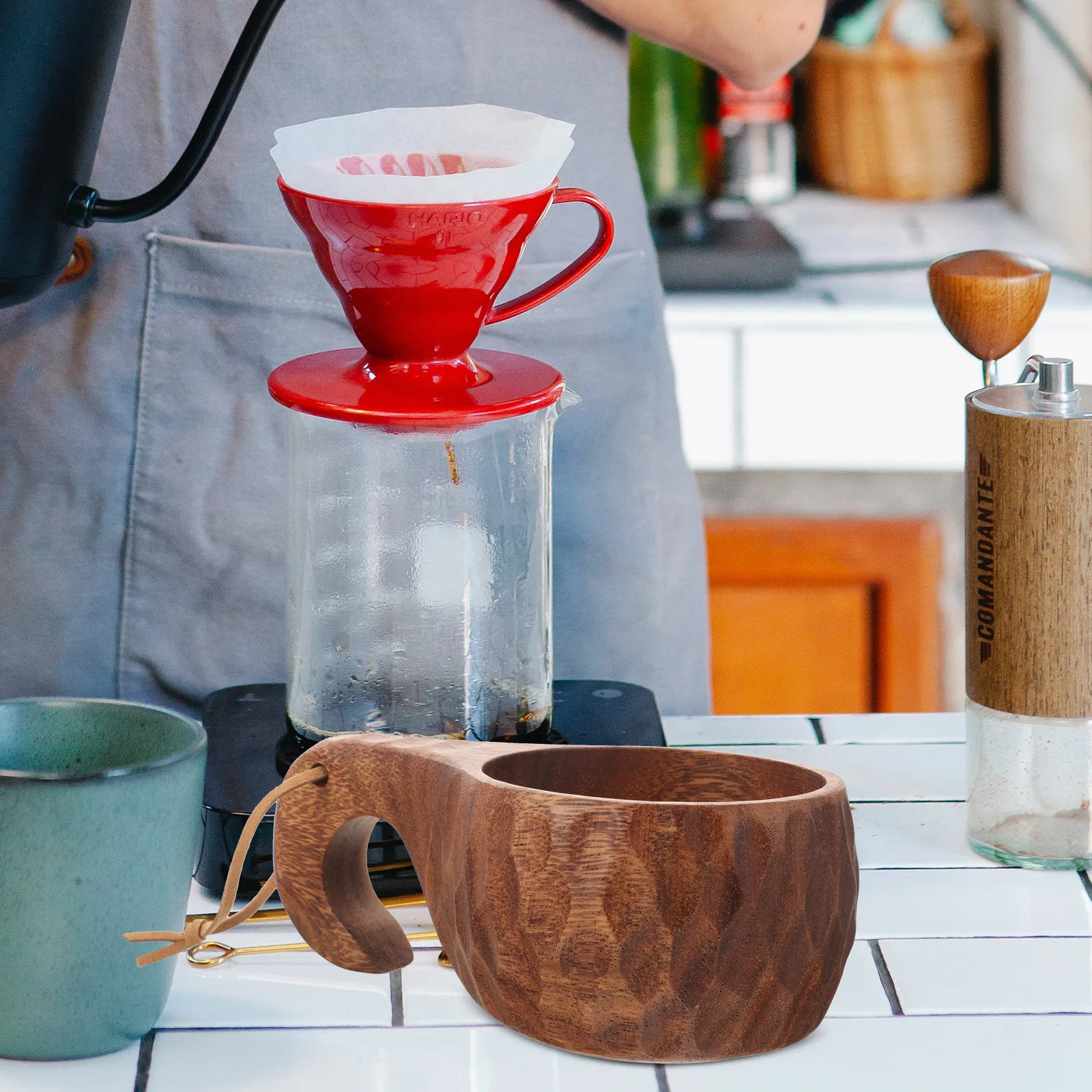 

Wooden Coffee Cup Tea Mug Walnut Wood Milk Salad Travel Outdoor Water Beer Beverages Sturdy Handheld Eco Friendly