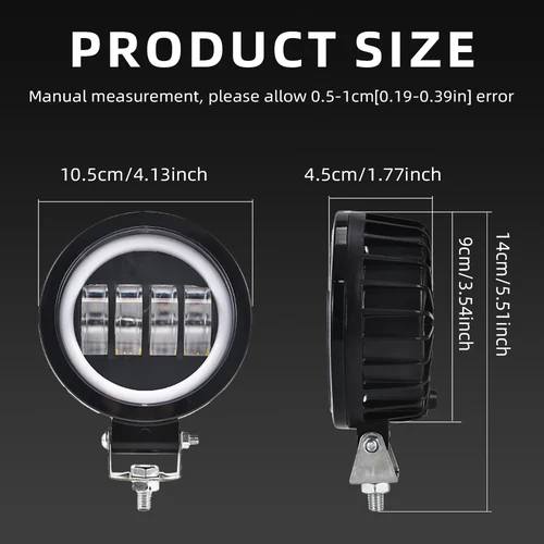 Imagen 2 del producto Faros delanteros de motocicleta redondos Angel Eye, luces led adicionales para motocicleta, focos, luces antiniebla auxiliares, accesorios para motocicleta