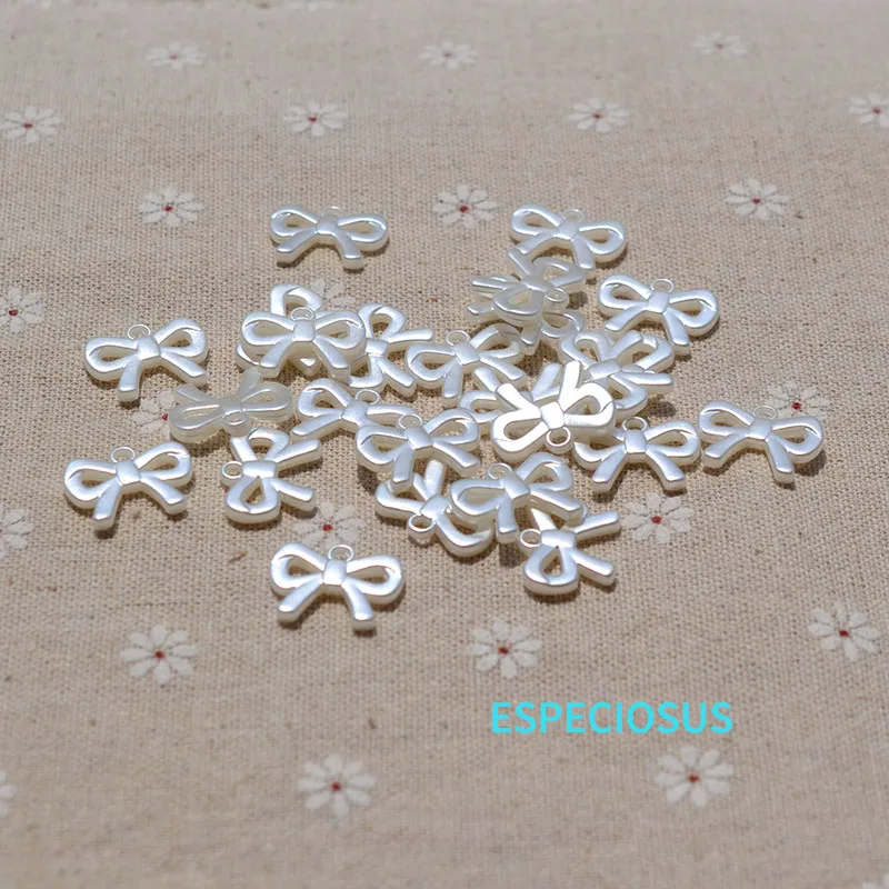 Beige Color 19MM ABS Pearl Charms For Earring Making Departments Bowknot Pendants Beads For Jewelry Making Accessories 50Pcs