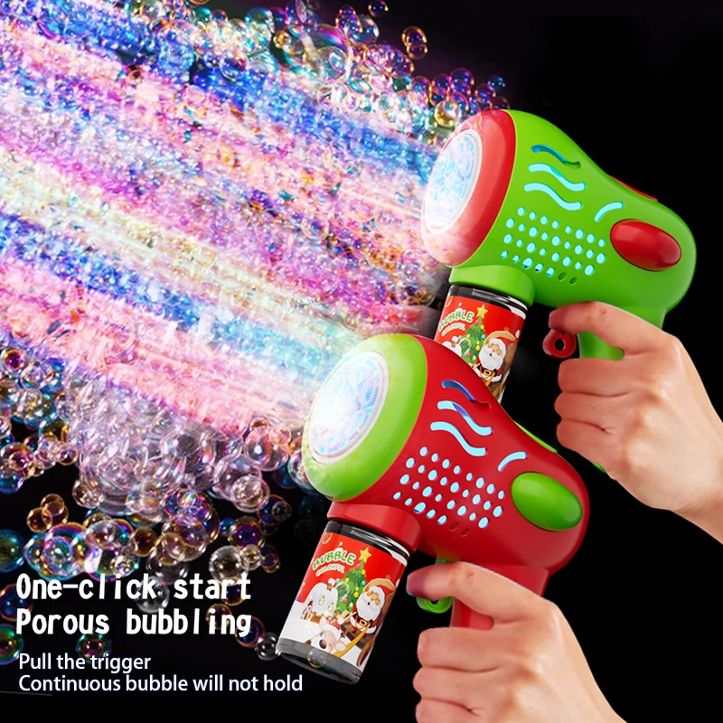 Christmas series fully automatic bubble blowing toy bubble gun Gatling outdoor toy without battery without bubble water