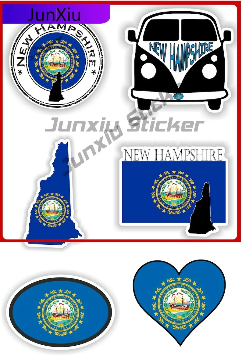 

New Hampshire United States Flag Vinyl Stickers Occlusion Scratch Exterior Decals Custom Decals Motorcycle Stickers Decoration