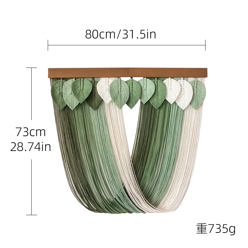 80x73cm Macrame Leaf Wall Hanging Boho Tapestry Handmade Woven Cotton Rope Bedroom Living Room Wall Decorations Decor