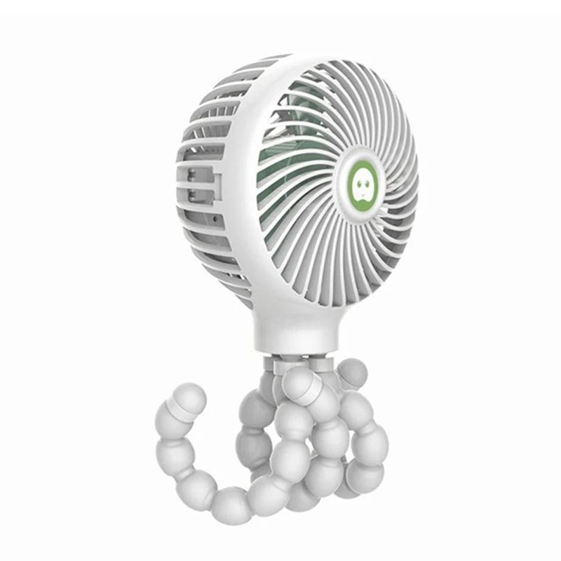 Мини-портативная подвесная подставка в форме осьминога, регулируемый ручной USB-вентилятор для зарядки, охладитель для детской коляски, студенческая, белая