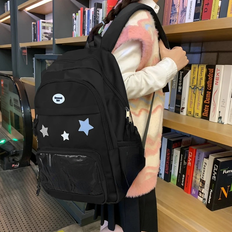 Sweet Y2k Aesthetic Fashion Kawaii Backpack Korean Women Jk Transparent Backpacks Vintage Students Star Girls Schoolbags Trendy