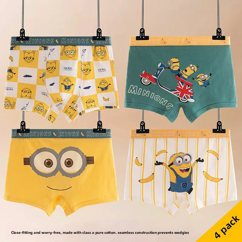

Minions cartoon cute student square underwear creative personality pure cotton boxer shorts anime merchandise gift wholesale
