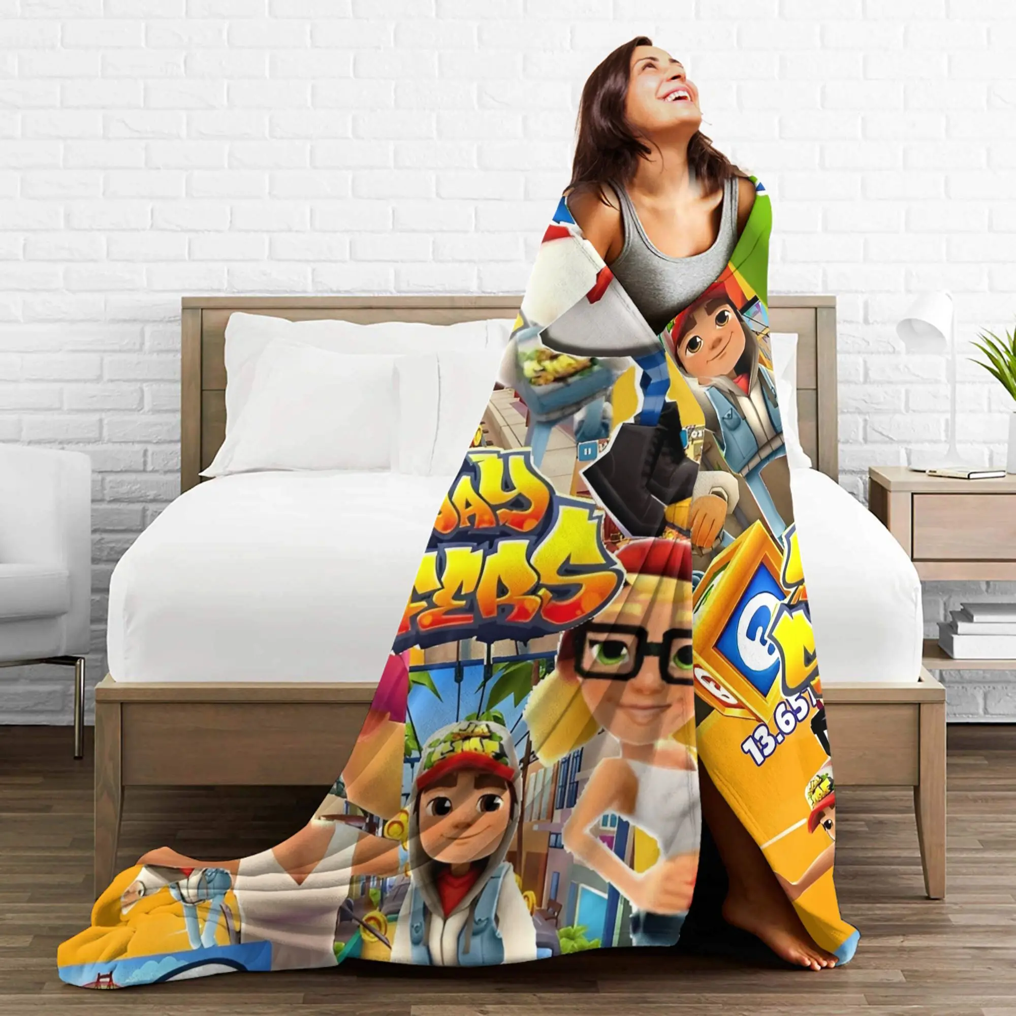 بطانية مطبوعة لعبة فيديو لمترو الأنفاق للرجال والنساء، بطانيات مريحة فائقة النعومة للسرير مقاس 50 × 60 بوصة، مقاسات متعددة #6