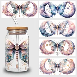 5 Sheets Beautiful butterfly UV DTF Cup Stickers,Glass Sport Transfer Stickers, Waterproof Wipe Transfers for 16 oz Glass, Mugs,