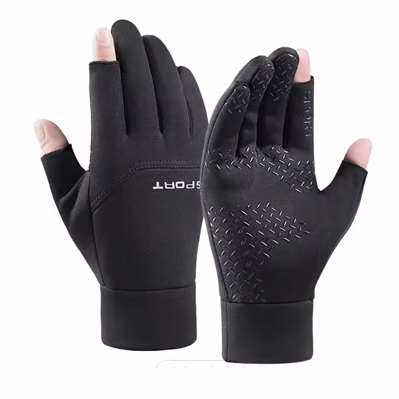 Winter Fishing Men's Gloves Women Cycling Skiing Warm Anti-Slip Gloves for Sports Touch Screen Two Fingers Cut Outdoor Angling