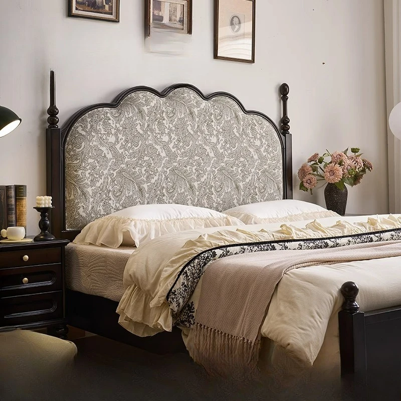 

Roman upholstery bed double solid wood French