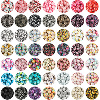 10Pcs/lot Printed Silicone Beads 15mm Round Leopard Terrazzo Dalmatian Camo Silicone Beads For Jewelry Making DIY Accessories