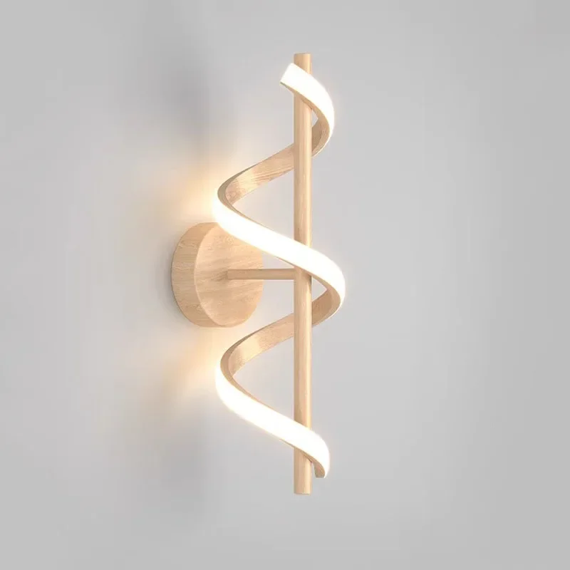 Nordic LED Wall Lights para sala de estar, luminária de madeira, candeeiro de cabeceira, proteção para os olhos, Home Decor