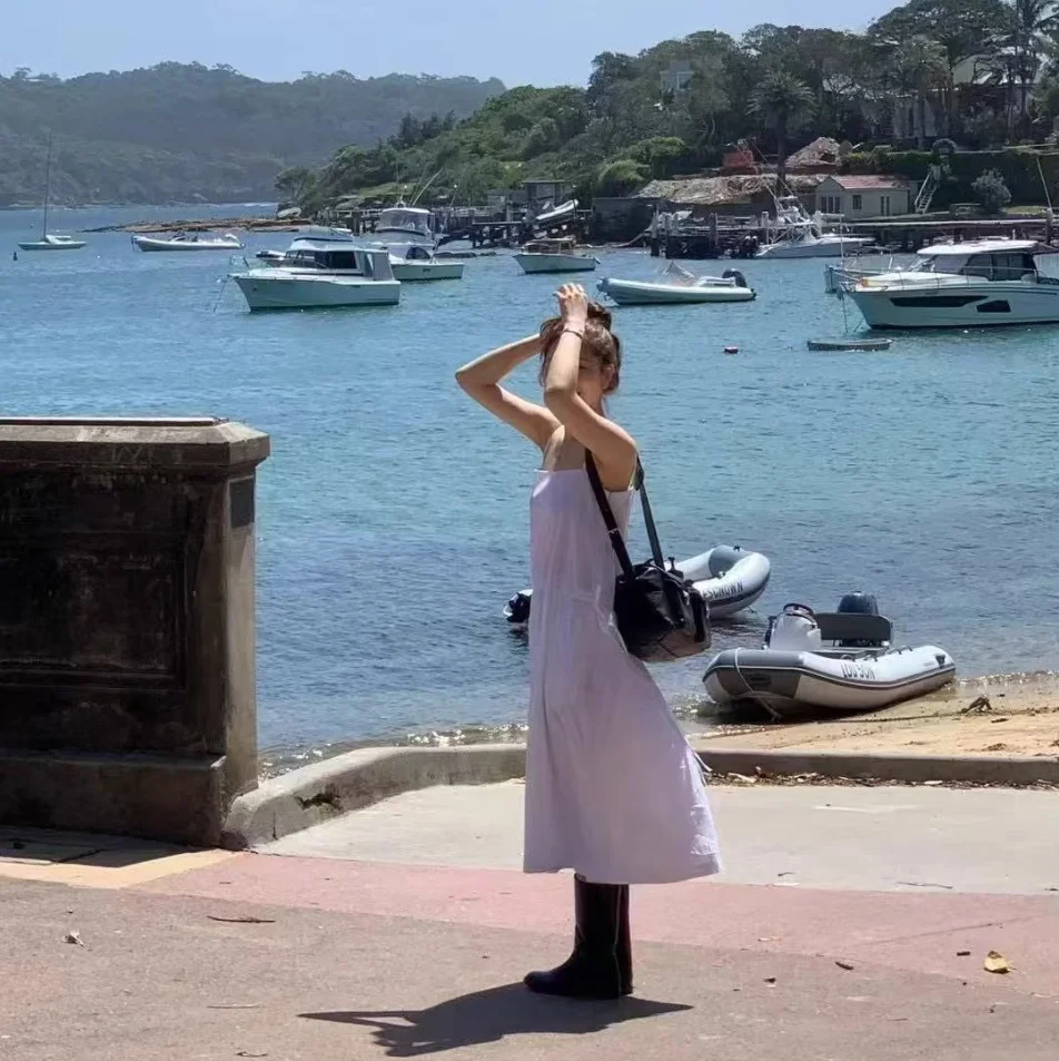 Primavera Verano nuevo OUNCE coreano Sle mat Color versátil correa adelgazante suelta Dr Casual de una sola pieza señoras D...