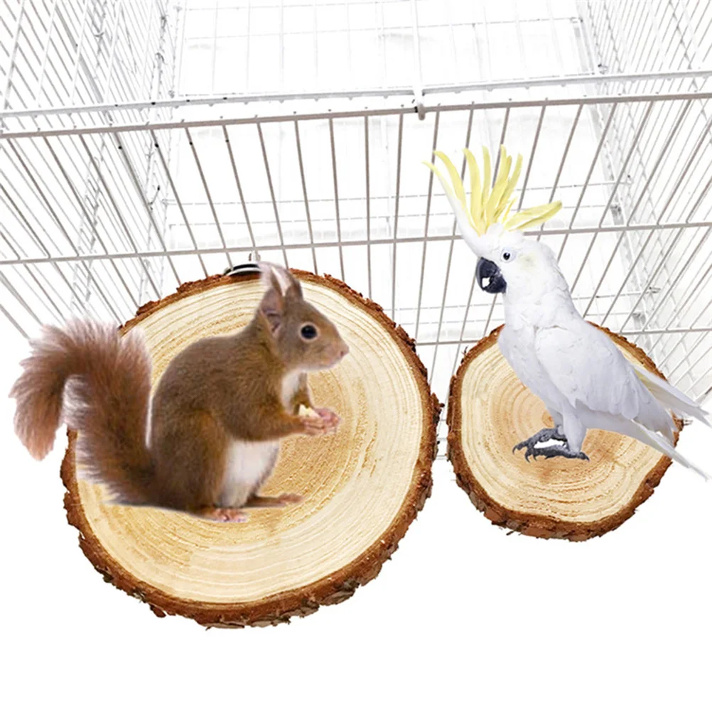 

6-8Cm Round Wooden Springboard For Parrot Bird Cage Natural Wood Platform Branch Perches Small Animal Play Rack Station