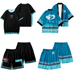 Kawaii Hatsune Miku Series Cartoon Anime Cute Printed Summer Short Sleeve Shorts Kimono Home Wear Christmas Birthday Gift