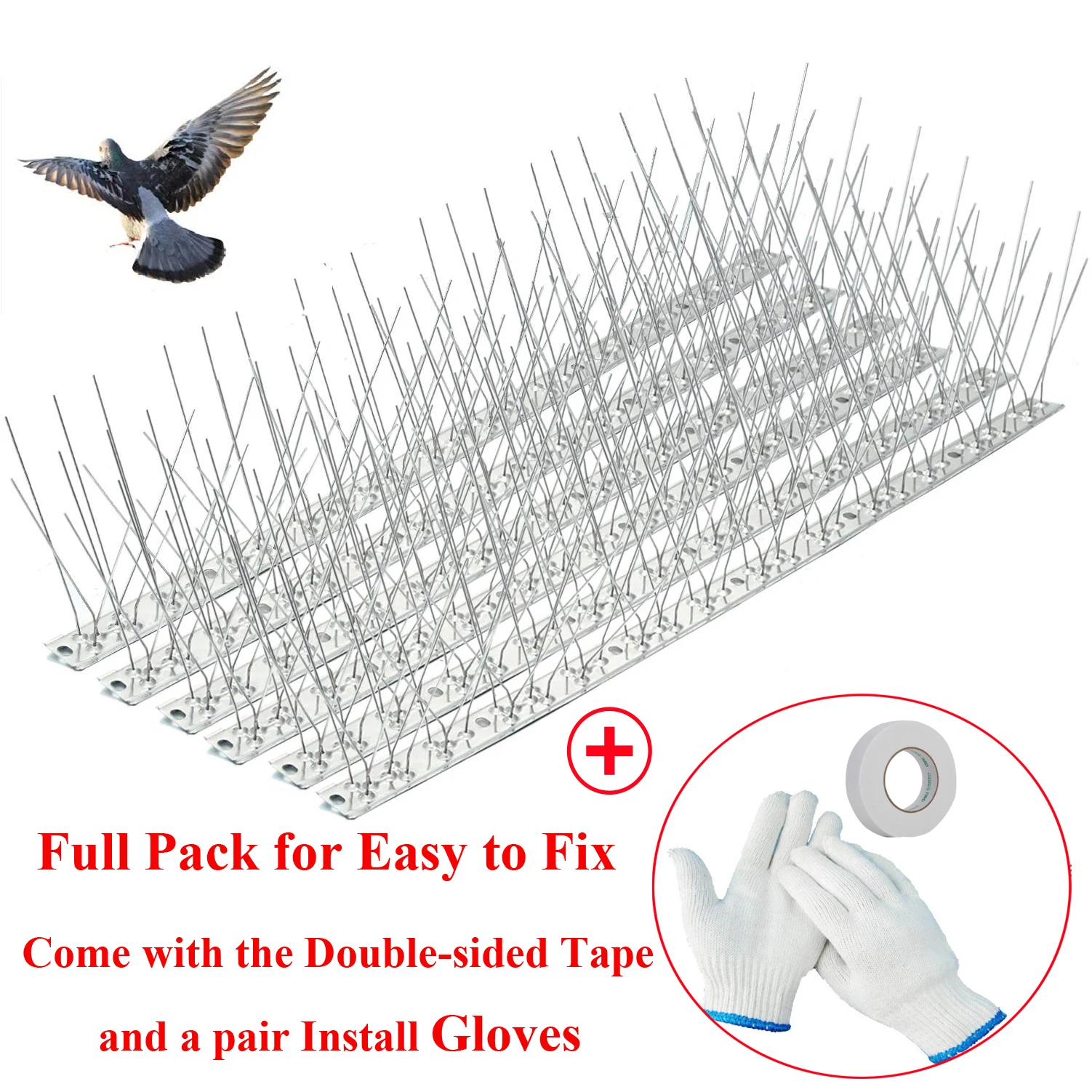 Bird Spikes for Anti Birds Pigeons,Stainless Steel Bird Repeller Spikes,Nest Prevention Bird Scarer Spikes