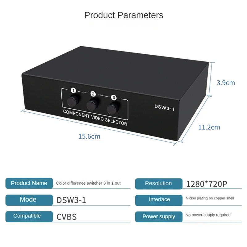 3 Channel 5 RCA RGB Component Selector AV Switcher 3 In 1 Output Ypbpr Component RGB Switcher