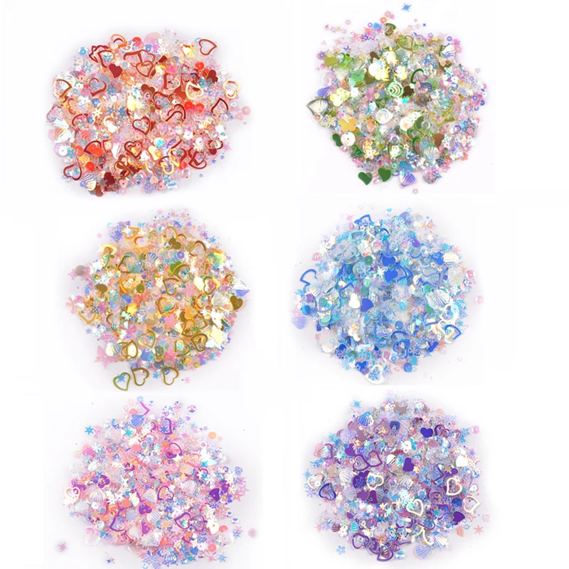 20g 3-15mm Mixed Shape Colorful Shiny Glitter For DIY Clothing Headwear Bag Personality Decorative Sewing Accessories cp3382