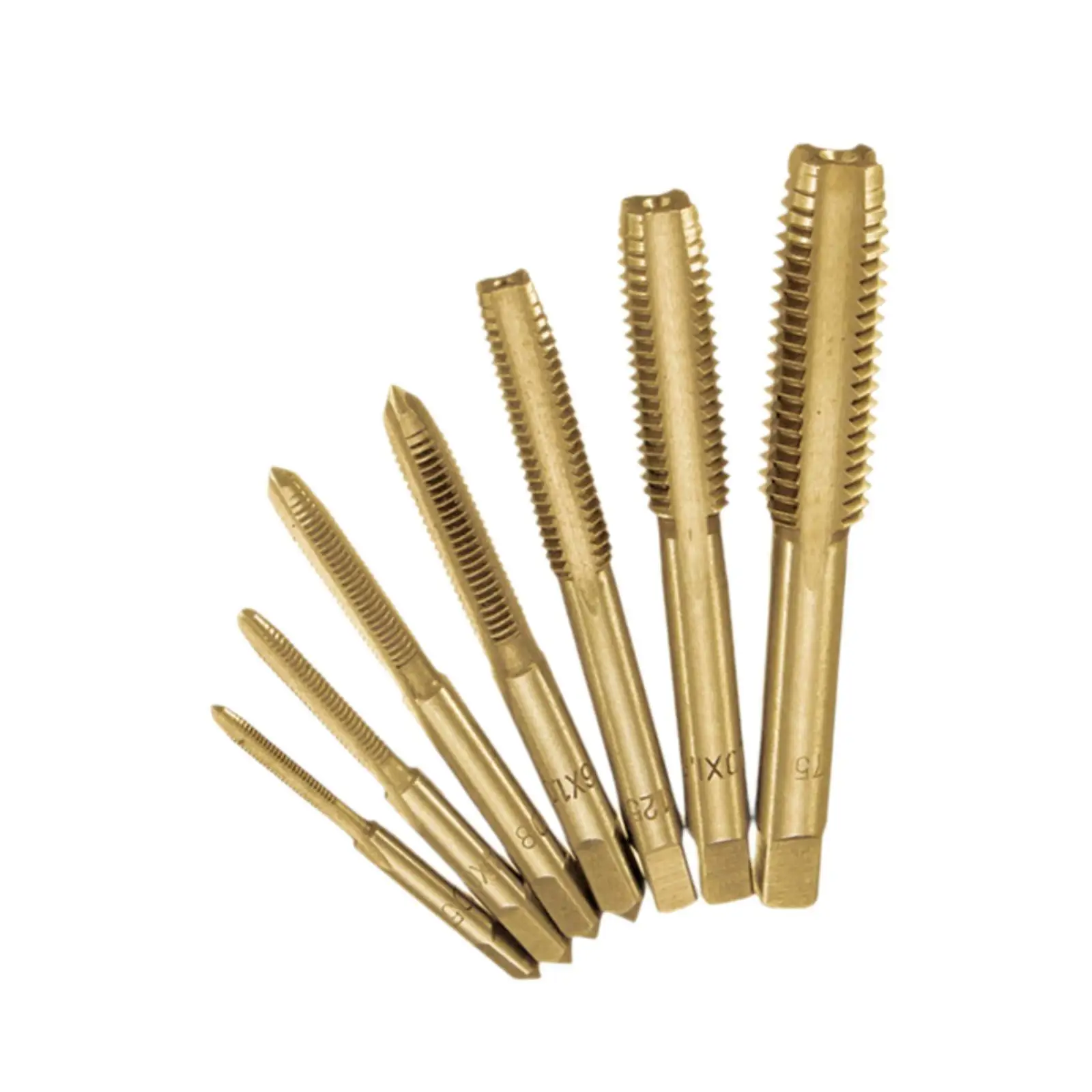 7 Pieces Steel M3 M4 M5 M6 M8 M10 M12 Hand Tapping Tools, Metric Thread Tap Set for Aluminium