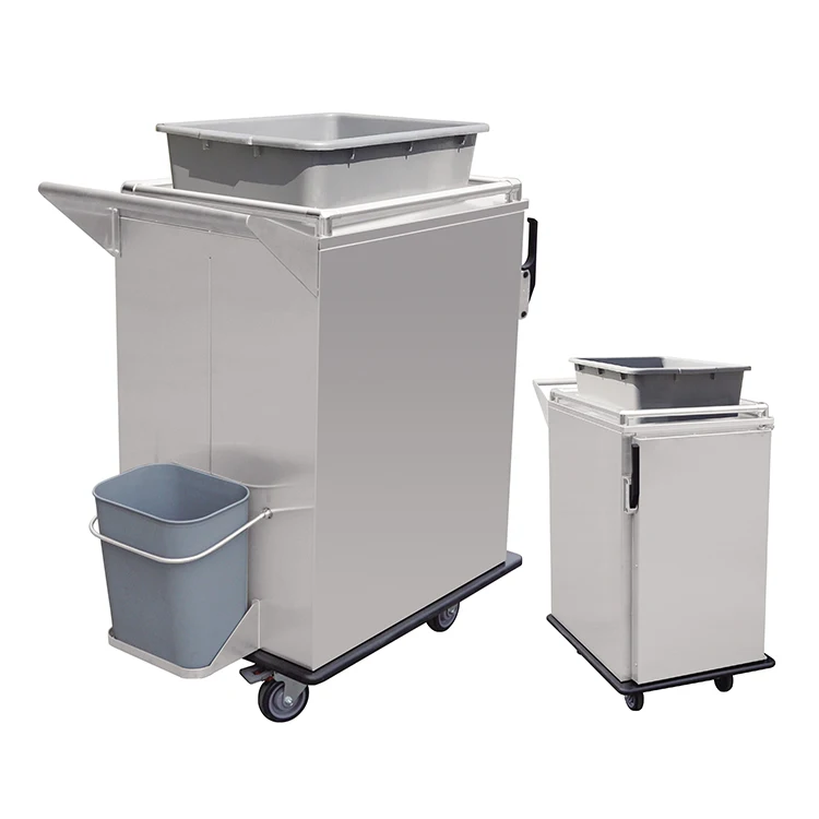 Plastic Restaurant Service Cleaning Kitchen Serving Trolley Cart Dish Food Collection Trolley With Box Rolling Utility Carts