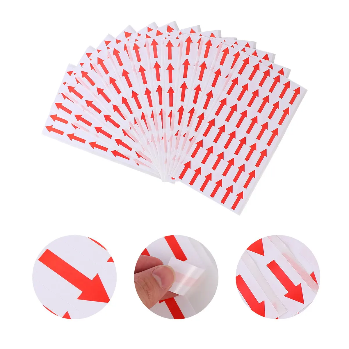 500Pcs Red Arrow Sticker High-Quality Self-Adhesive Direction Sticker for Shop Hotel Supermarket Factory Clear Conspicuous