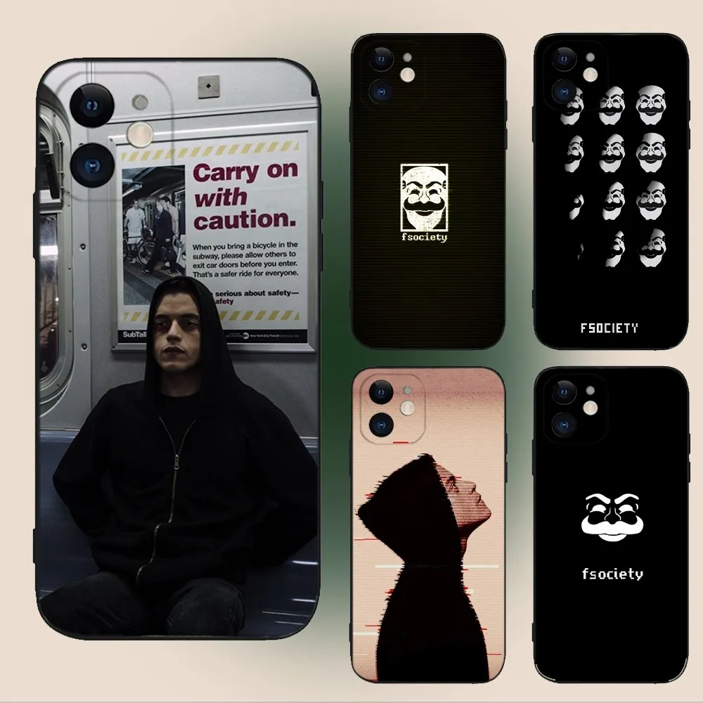 Mr R-Robot Fsociety  Phone Case For iPhone 15,14,13,12,11,Plus,Pro Max,XS,X,XR,SE,Mini,8,7 Soft Silicone Black Cover