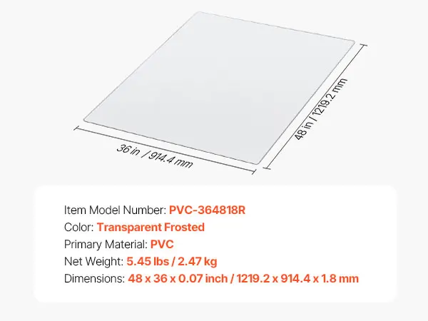 VEVOR Chair Mat Plastic Floor Protector Rug with Studded Non-Slip & Easy to Clean Smooth Glide Under Desk Rug for Home Office