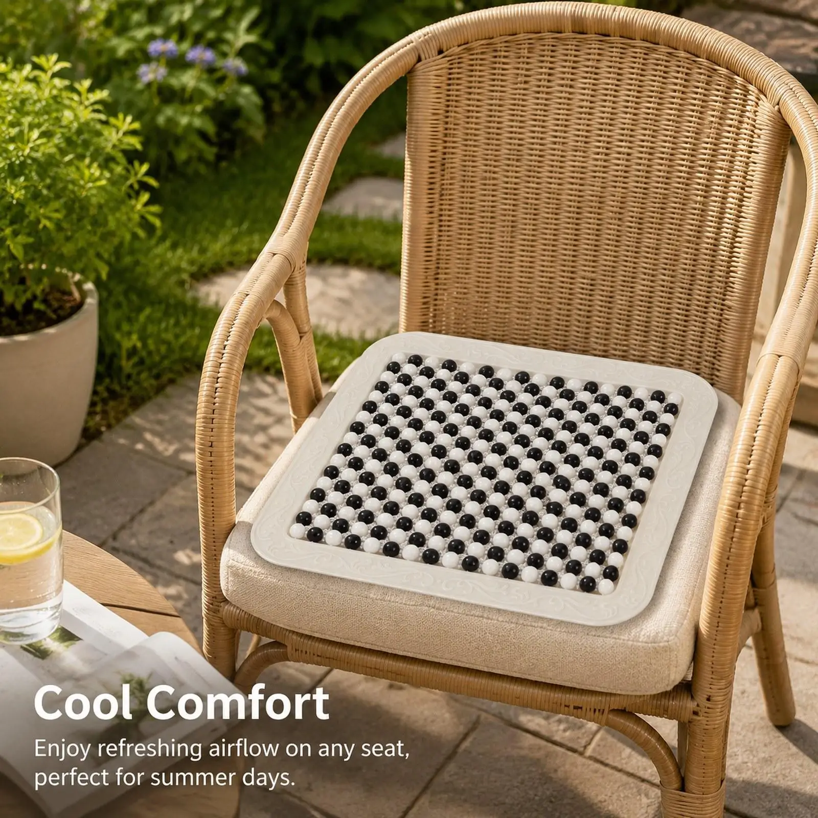 

Summer Beaded Seat Cushion Breathable Car Cooling Pad Square Handmade Massage Cover for Auto Truck Interior Protection