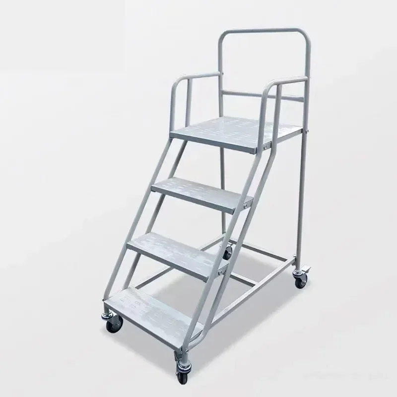 Supermarket Shelves Ladder Warehouse Climbing Car Household 2-Step 3-Step Mobile Ladder Platform Climbing Ladder Truck