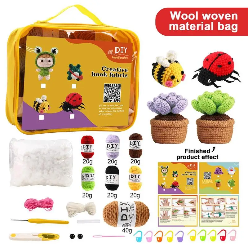 Crochet Kit Animal Doll Knitting Set For Women Handmade Crafts Accessories With Step-By-Step Video Tutorials For Experts