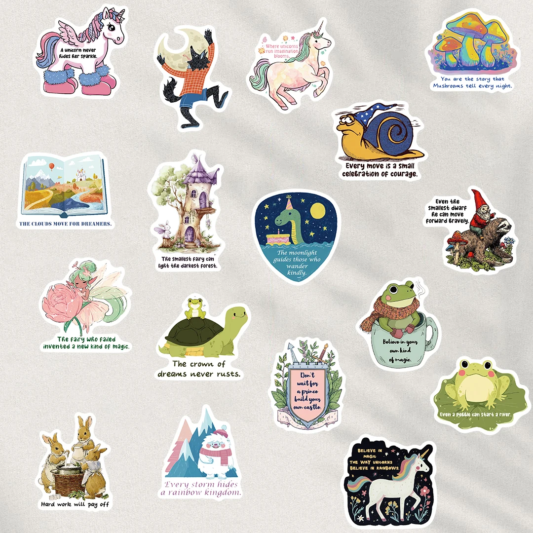 50PCS Sticker Fairy tale inspirational Notebook Waterproof Tale Motorcycle Fashion Suitcase Laptop Art Picture Modern Sticker ﻿