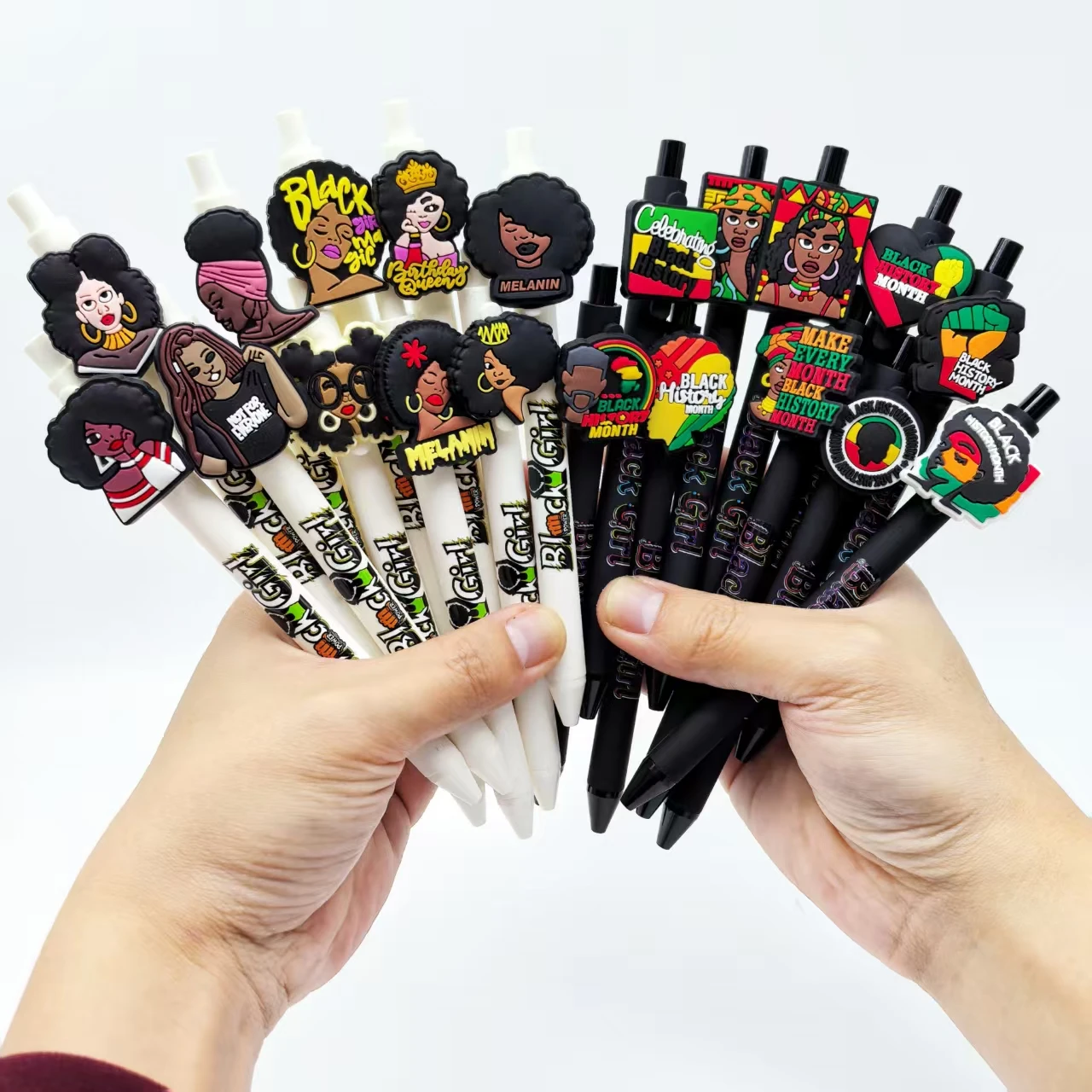 

10pcs/20pcs/25pcs/35pcs Creative Black Series Ballpoint Pens Black Liberation Day theme Student Press Pen Office Gift pens