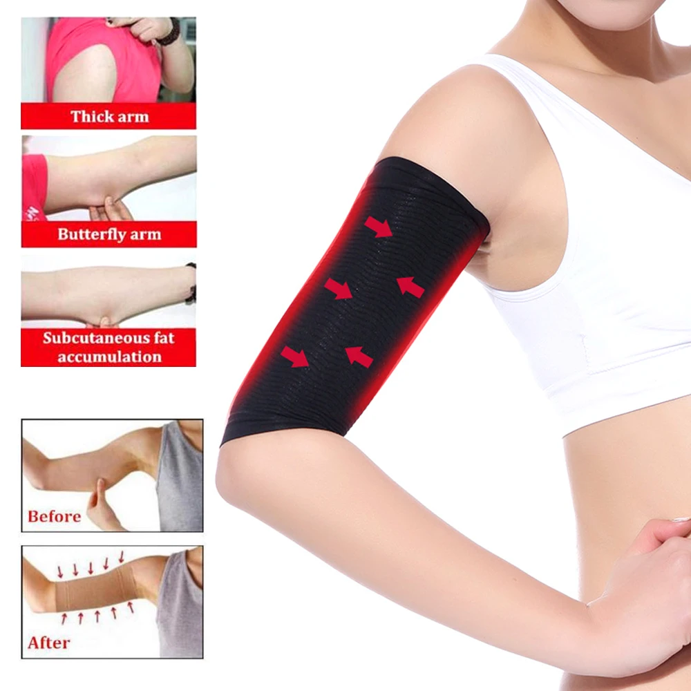 1Pair Arm Slimming Shaper Wrap, Arm Compression Sleeve Women Weight Loss Upper Arm Shaper Helps Tone Shape Upper Arms Sleeve