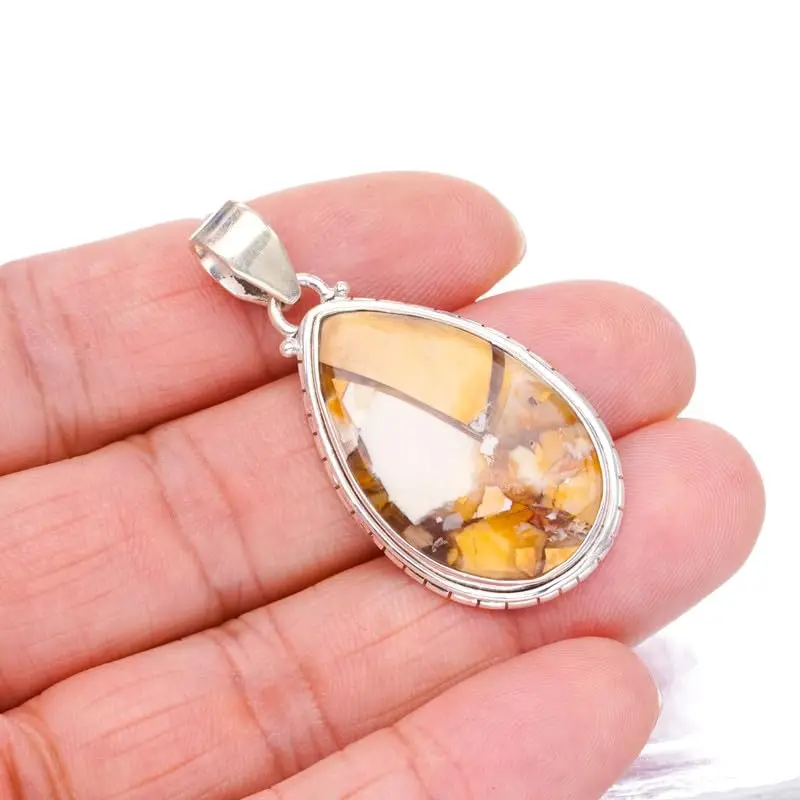 

StarGems Natural Brecciated Mookaite Handmade 925 Sterling Silver Pendant 1 3/4" F6566