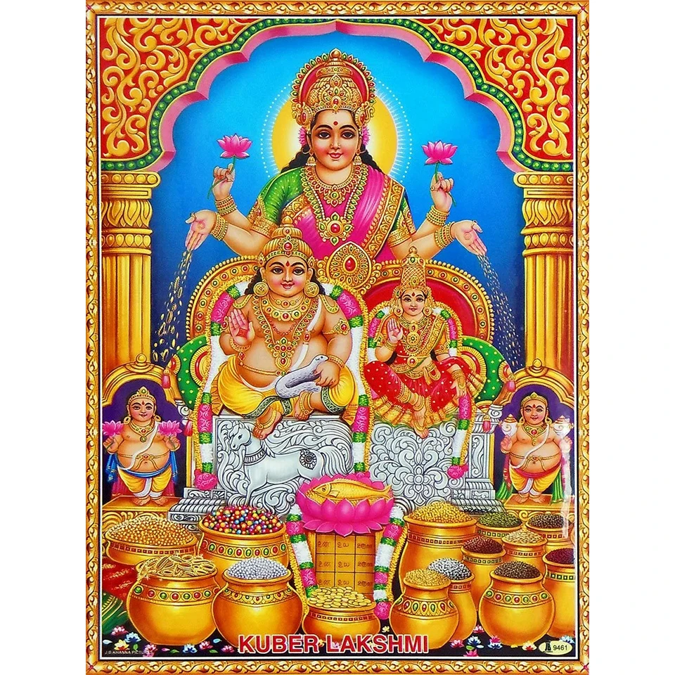 Kuber Lakshmi Diamond Painting Cross Stitch religious hidu lord god Pictures Mosaic 5D DIY Diamond Embroidery home decor