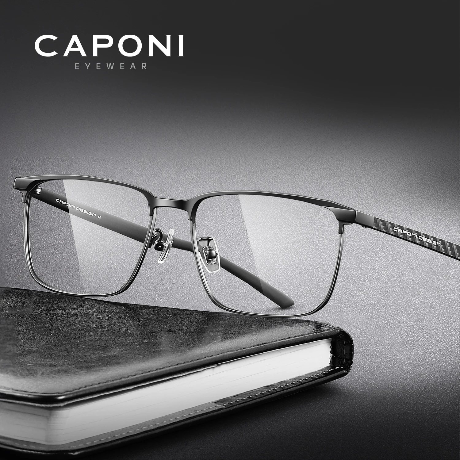 CAPONI Man Eye Glasses Frame Designer Carbon Fiber Light Computer Glasses Business Male Anti Blue Ray Optical Eyeglasses J28753