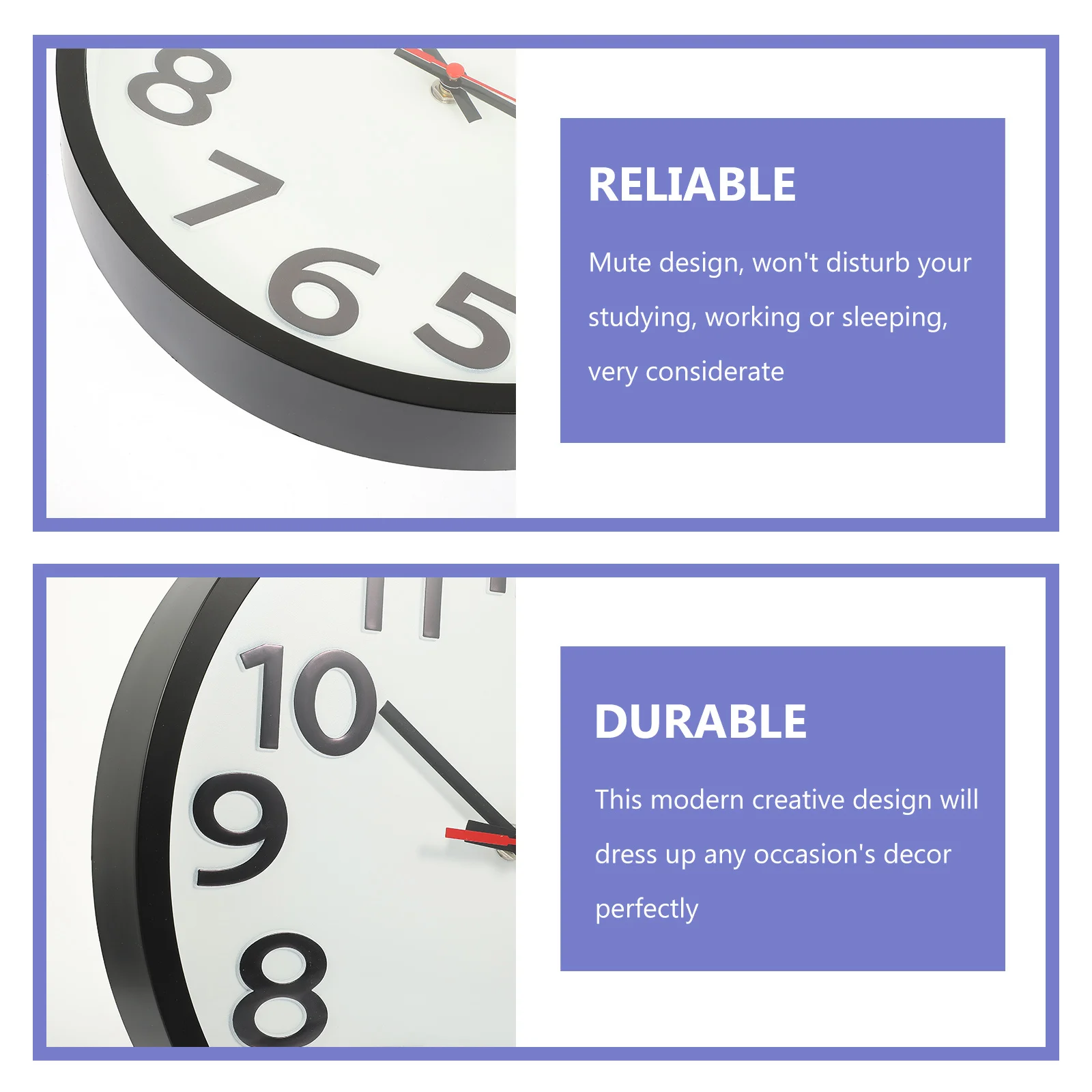 

Silent Wall Decorative Mute Hanging Modern Plastic Bedroom Living Room Home Office Room Wall Hanging Clock Stylish Indoor