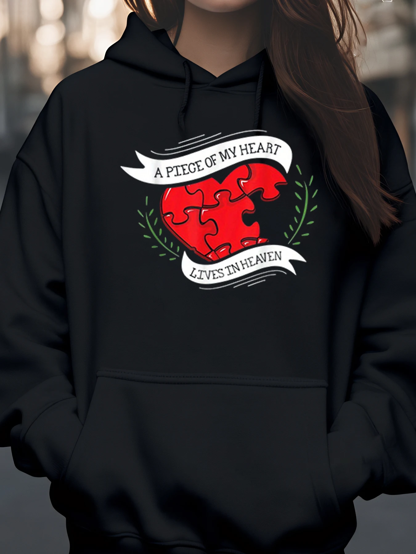 

Толстовка с принтом «Piece of My Heart Lives in Heaven», повседневная одежда ко Дню святого Валентина для женщин