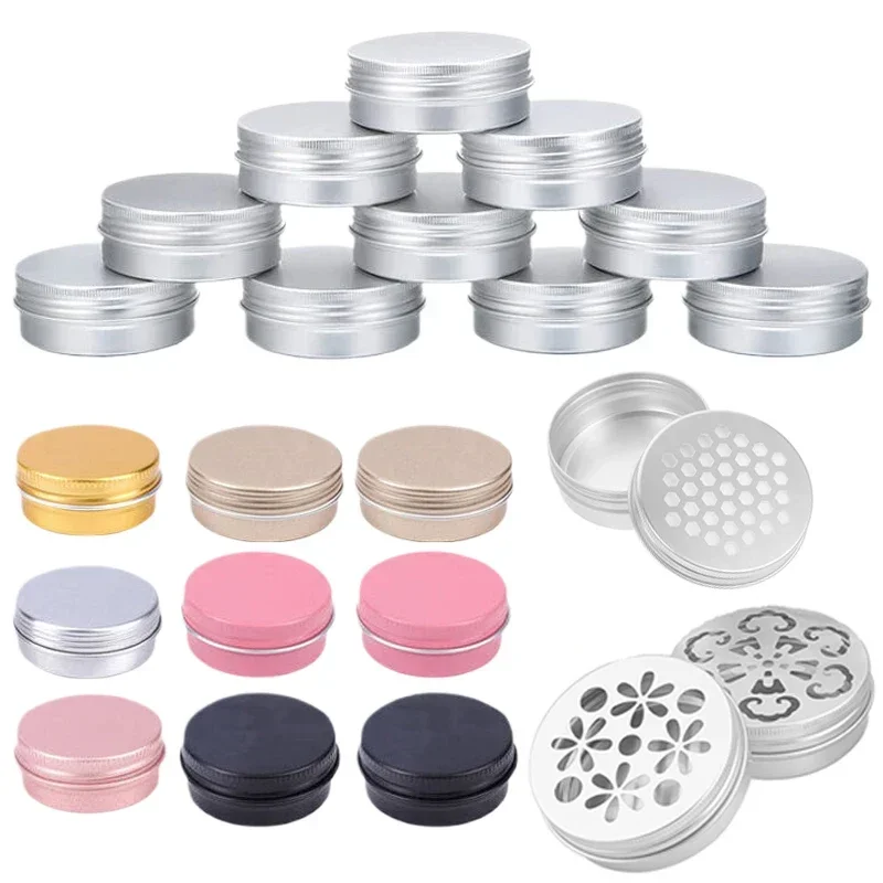 

30Pcs 5g-60g Colored Aluminum Tin Jars Refillable Metal Cosmetic Jar Candle Cans Tea Storage Pots Makeup Travel Containers