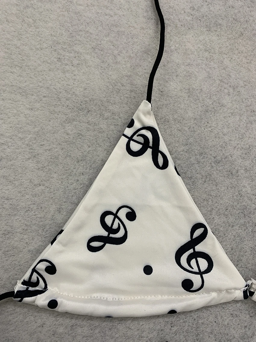 Musiknoten-Print Damen Bikini-Sets mit Rock, Neckholder, Schleifendekoration, Badeanzüge für Sommer, Strand und Urlaub, Zweiteilige Badebekleidung – Detail 6