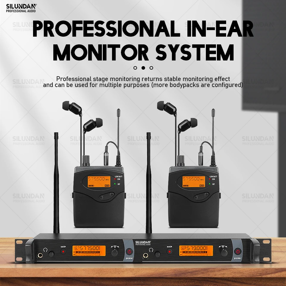 Professional In-ear Monitoring Wireless System, 2-channel, 2-bodypack Receiver With In Earphone SR2050 Type Suitable For Stage