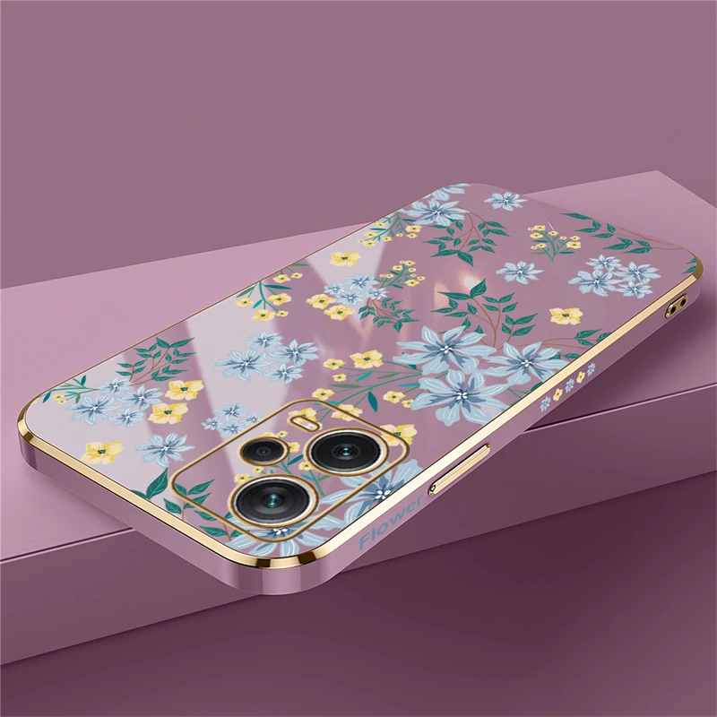 Note 12 13 Pro Plus Flower Luxury Plating Phone Case For Xiaomi Redmi NOTE 12S 9T 9S 8 11S 10S 10 Pro Max Soft Cover