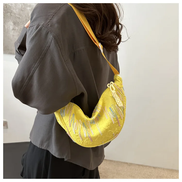 Minimalistische Umhängetasche im japanischen Stil für Damen, kleine Umhängetasche für das Handy, leichte und vielseitige Dumpling-Tasche für Mädchen – Detail 1