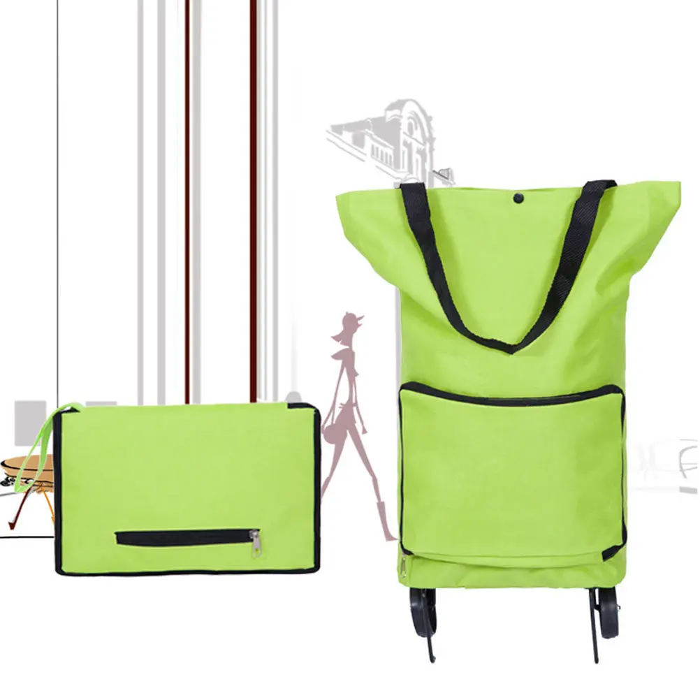1Pcs Foldable Shopping Cart Eco-Friendly Collapsible Oxford Cloth Grocery Tote Pulling Wheel Market Trolley for Shopping Travel