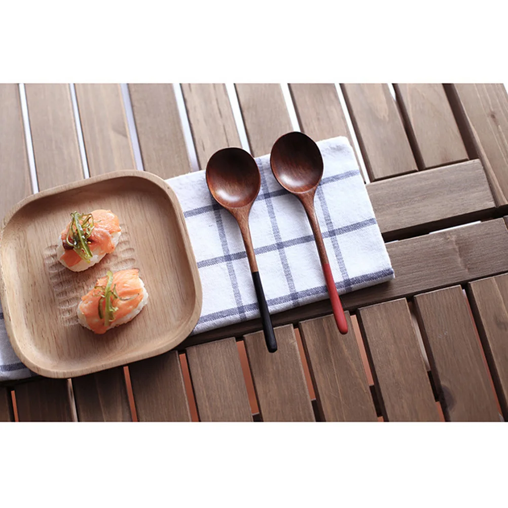 

3pcs Wooden Spoon Natural Wood Kitchen Utensil Ergonomic Handle Soup Spoon For Home Restaurant Food Serving Scoop Wood Tableware
