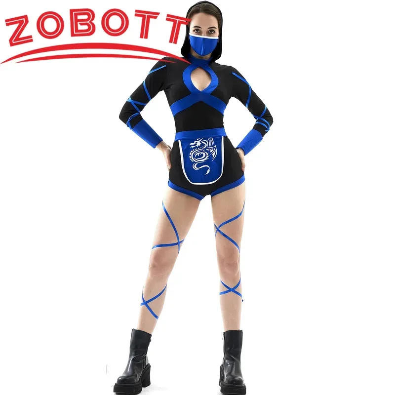 Disfraz Sexy de Ninja Cos para mujer, disfraz de Halloween, disfraz de Anime Dragon Warrior Ninja, disfraz integrado, mono Sexy