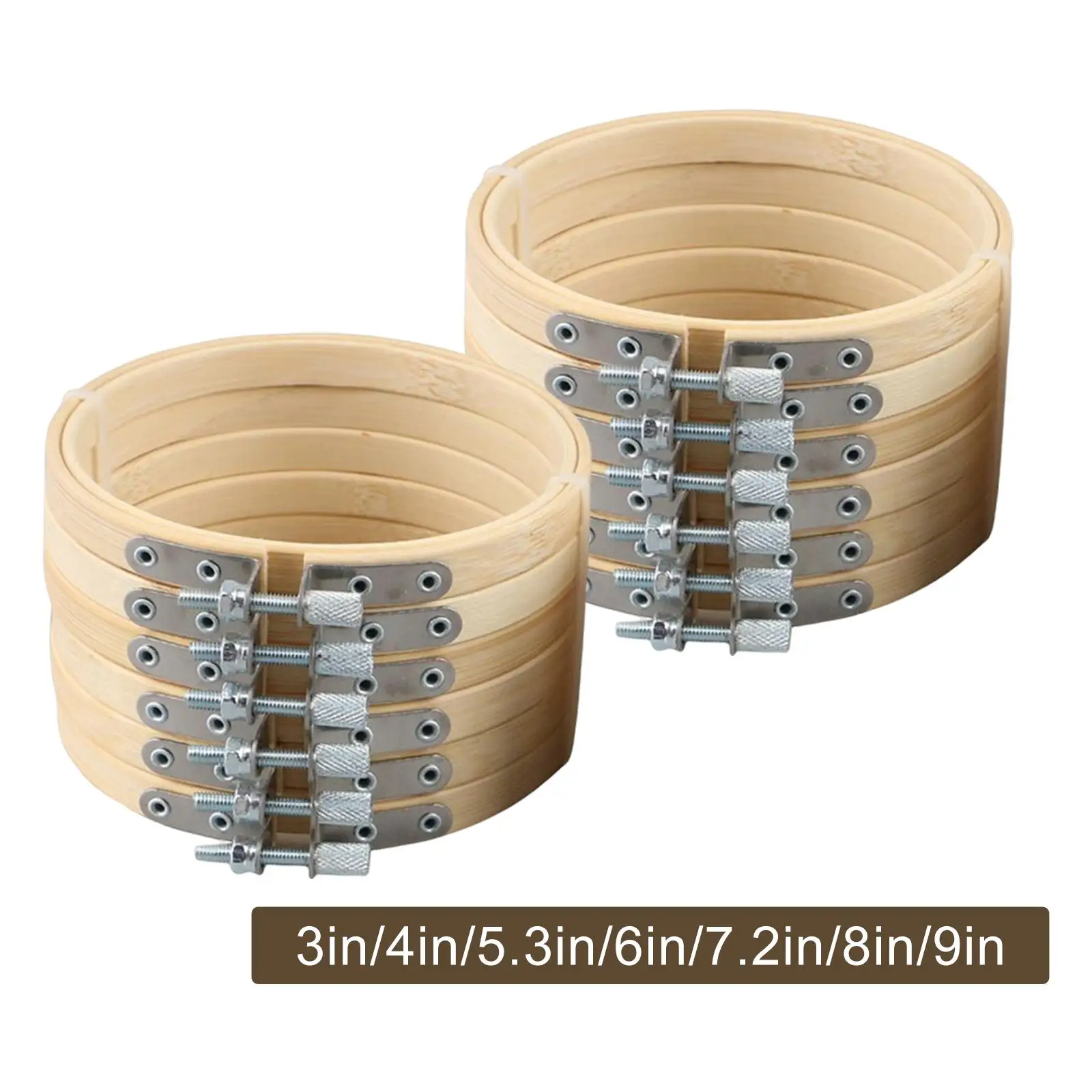 Round Bamboo Embroidery Frames Bulk Set for Cross Stitch Punch Needle Quilting Hand Sewing Craft Hoops Home Ornament